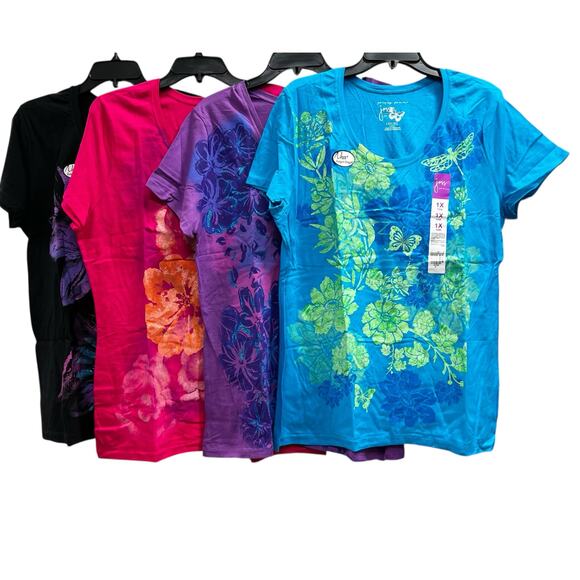JMS bundle of four whimsy dress tees longer length NWT plus sz 1X 16W - Picture 1 of 16